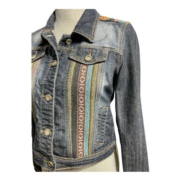 Hot Kiss Denim Jean Jacket Western Southwestern Embroidered size M - Picture 6 of 14
